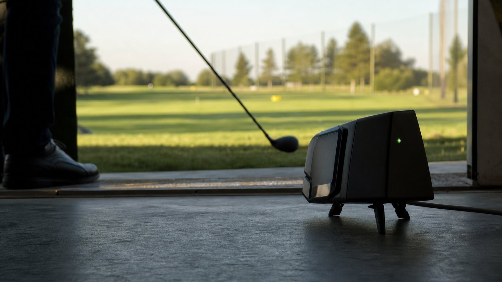 Capteurs et caméras haute vitesse d'un simulateur de golf mesurant la balle au moment de l'impact